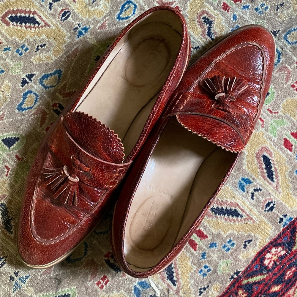 J. Crew Biella Crackled Leather Loafers